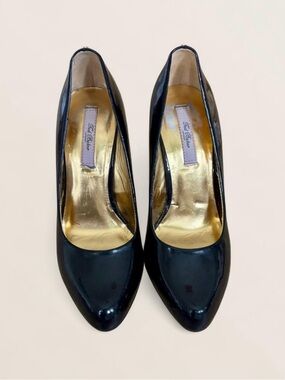 Ted Baker Black Patent Pointed-Toe Pumps with Gold Insole